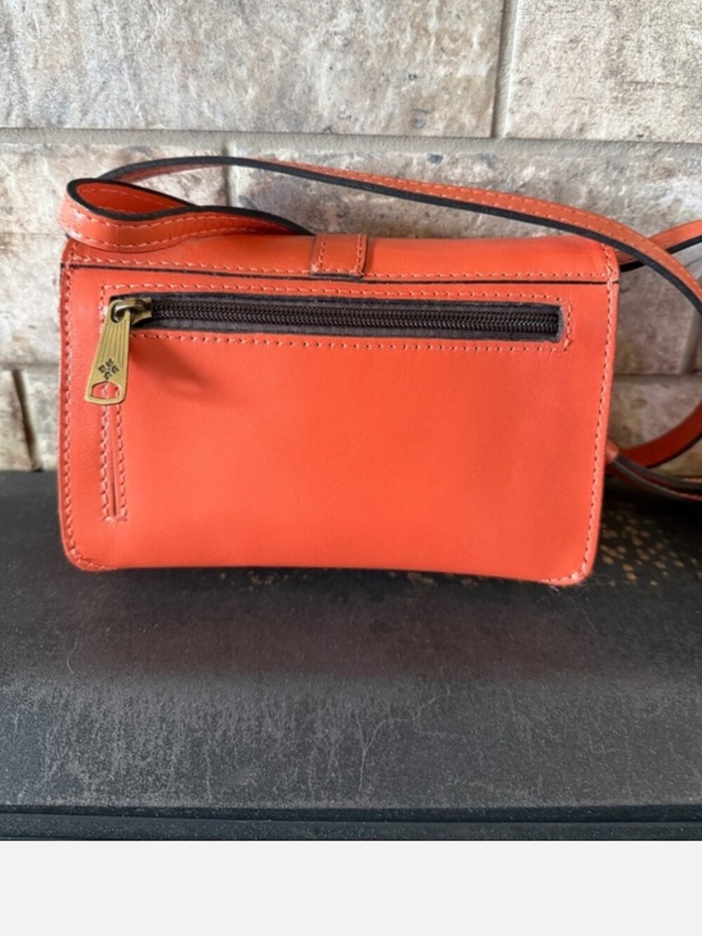 Patricia Nash Orange Tooled Floral Leather Crossbody Bag - Picture 13 of 16